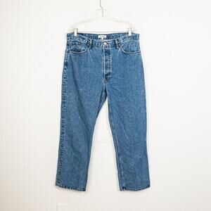 RE/DONE Women's 90s Crop Low Slung Denim Jeans in Blue Mere size 32